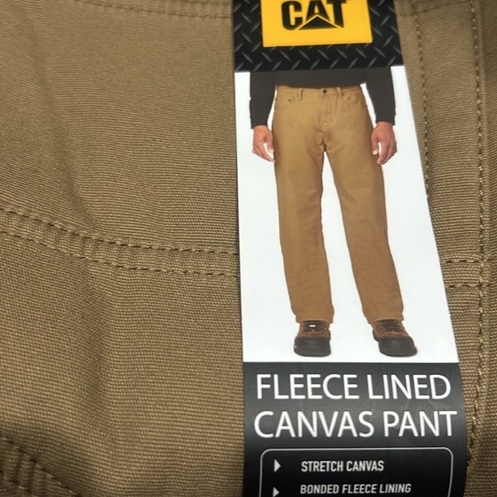 NWT CAT Fleece Lined Canvas Pant Tan Size 34x32